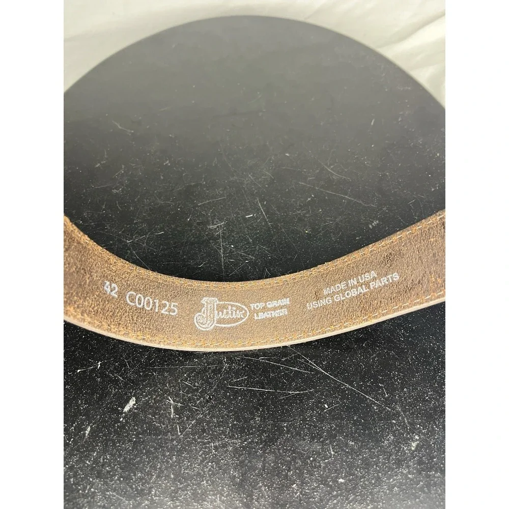 NWT Justin Sycamore Cinch Brown Leather Belt Size 42 COO125 USA Made